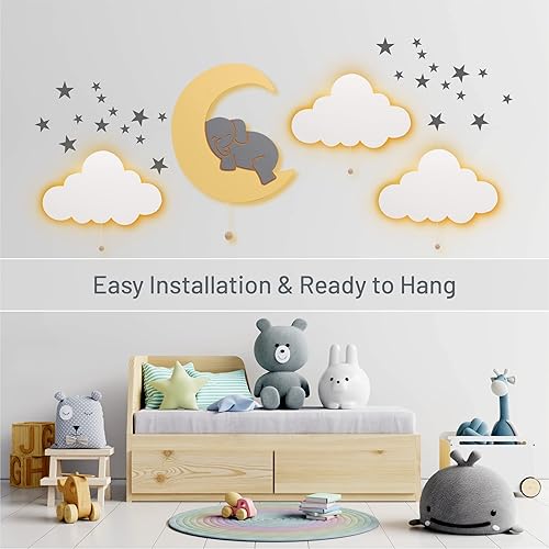 Lumipets Lighted Balloons, Nursery Night Light, Wall Mounted Lighted, Battery Operated Cloud Light Sign–Lightweight Kids Night Light for Babies, Toddlers, Kids - 17.7 x 11.2 x 1.5-in - Jamouz