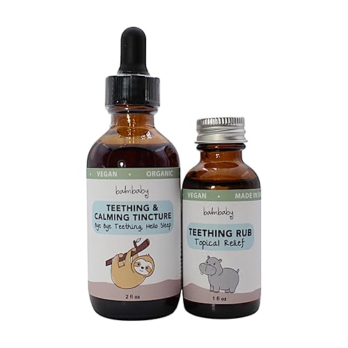 Balm Baby Teething Rescue Kit – 100% Natural Calming Tincture & Topical Teething Oil Rub | Kids Relief for Gum Inflamation & Discomfort - Organic, Safe and Gentle - Glass Bottles - Made in USA - Jamouz