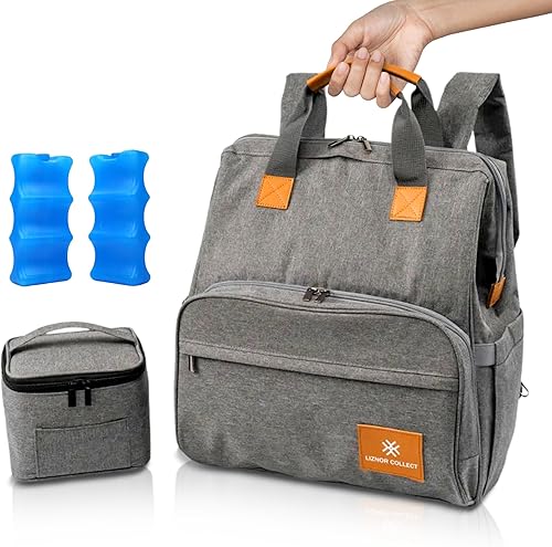 Breast Pump Bag with Cooler Breast Pump Backpack for Moms with 2 Ice Packs for Breastmilk Travel Bag with Cooling Bag for Food Compartments for Cellphone Laptop Personal Items - Jamouz