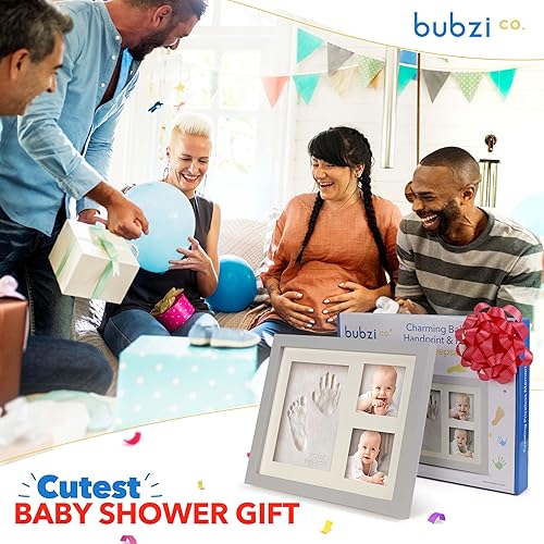 Bubzi Co Baby Footprint Kit, Baby Foot and Hand Print Kit, Baby Keepsake Frame, Nursery Pictures Frames, Hand Print Mold Kit, New Mom Gifts, Baby Newborn Essentials Must Haves, Baby Shower Gifts - Jamouz