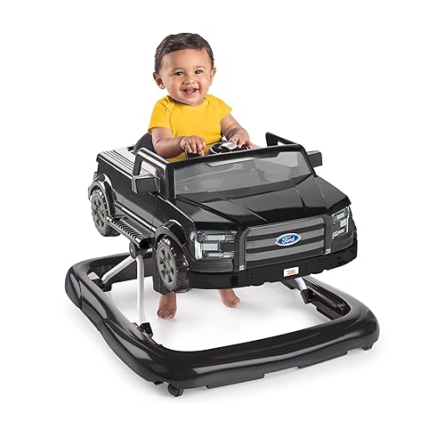 Bright Starts Ford F-150 4-in-1 Agate Black Baby Activity Center & Push Walker with Removable Interactive Steering Wheel-Toy, 6 Months and up - Jamouz