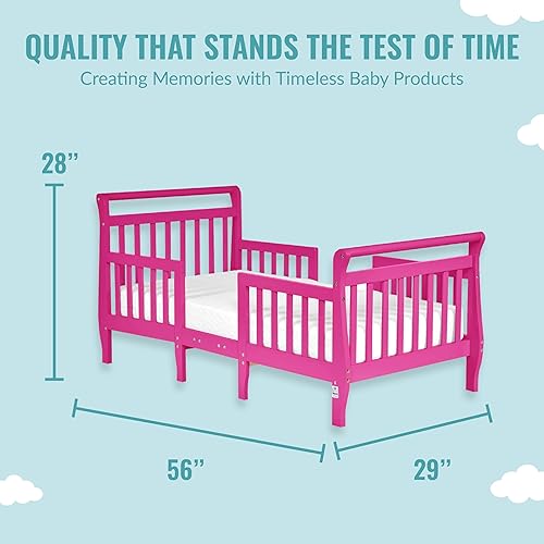 Emma 3-In-1 Convertible Toddler Bed In Fuschia Pink, Converts To Two Chairs And-Table, Low To Floor Design, JPMA Certified, Non-Toxic Finishes, Safety Rails - Jamouz