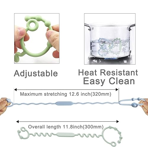 Toy Straps, Pacifier Holder Clip with Self-Adjusting Bayonet, Pure Silicone Material Without BPA; Can Be Used for Teethers, Feeding Bottles, Toys, Baby Cribs, High Chairs(Blue-3ps) - Jamouz