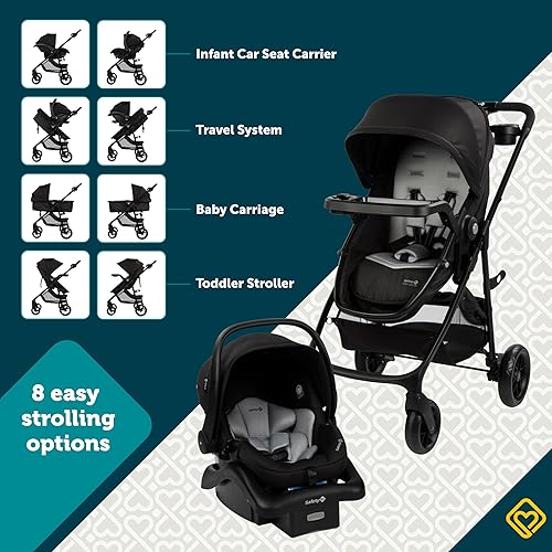 Safety 1st Grow and Go Flex 8-in-1 Car Seat Stroller Combo, Baby Stroller Travel Systems for Infants 4-30 lbs, Stroller and Carseat Combo Set, Foundry - Jamouz