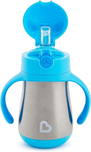 Munchkin Cool Cat Sippy Cup for Toddlers, Stainless Steel Straw Cup, 8 Ounce, Pink - Jamouz