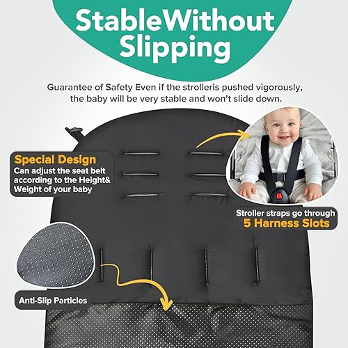 Warm Bunting Bag, Universal Stroller Cover for Winter Sleeping Bag Blanket Cold Weather, Waterproof Toddler Footmuff (Black, Large) - Jamouz