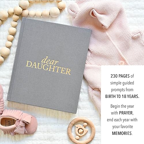 Mother Daughter Journal (Cream, 230 Pages) – Durable Dear Daughter Journal Keepsake – Linen Baby Journal Memory Book - Unique Gifts for Daughter - Jamouz