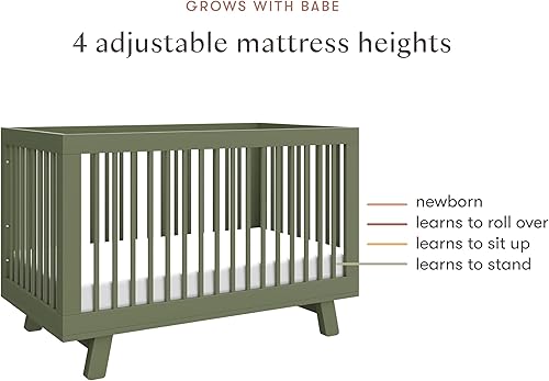 babyletto Hudson 3-in-1 Convertible Baby Crib with Toddler Bed & Daybed Conversion - Easy to Assemble - GREENGUARD Gold Certified w/ 4 Adjustable Mattress Heights - Natural - Jamouz