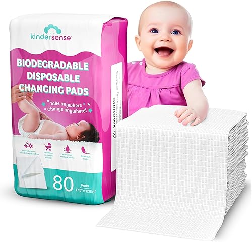 KinderSense - Disposable Changing Underpads for Baby Diaper (80 Pack) Extra Large (17.5' x 17.5') Portable Pee Pad Waterproof & Leak Proof Underpad Mat Incontinence Protection - Absorbent Changing Mat - Jamouz