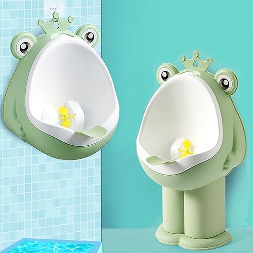 Frog Pee Training,Potty Training Urinal for Boys Kids Toddler Standing Urinal Wall-Mounted Toilet with Funny Aiming Target,Green - Jamouz