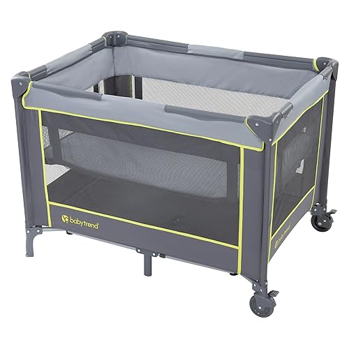 Baby Trend Portable Playard with Bassinet, Twinkle Lime - Jamouz