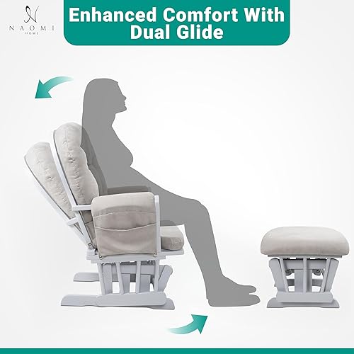 Brisbane Nursery Glider & Ottoman Sets, Glider Recliner Nursery Rocking Chair, Nursery Glider Rocker with Ottoman, Reclining Gliders & Chairs for Breastfeeding, Maternity, Napping, Espresso/Cream - Jamouz