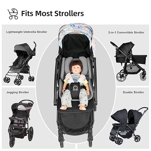 Innokids Baby Stroller Seat Liners Head Body Support Cushion Reversible Infant Liner Insert with Adjustable Pillow Fit Summer and Winter Use (Gray) - Jamouz