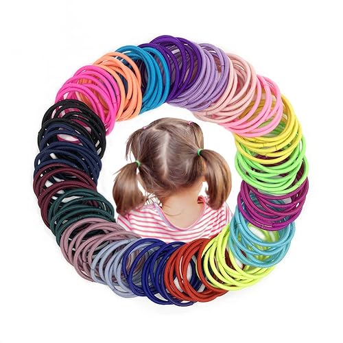 300PCS Black Elastic Hair Ties,2.2cm in Diameter No Crease Small Hair Elastics, Finger Rubber Hair Elastics Hair Ponytail Holders for Women Girls Toddlers Kids - Jamouz