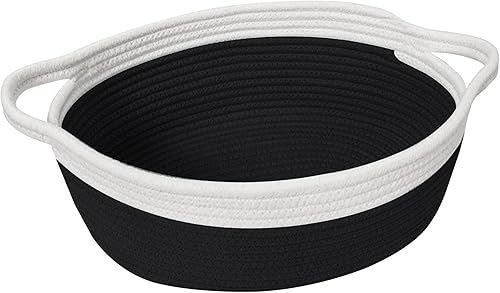 Woven Cotton Rope Gift Basket, Small Baskets for Gifts Empty, Cute Baby Nursery Basket, Pet Toy Storage Bin for Dog Cat, Decorative Wicker Home Organizer with Handles, 12'x 8'x 5', Brown - Jamouz