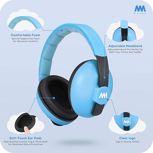 Mumba Baby Ear Protection Noise Cancelling Headphones for Babies and Toddlers Baby Earmuffs - Ages 3-24+ Months - Jamouz