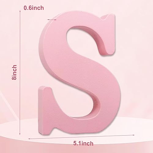 AOCEAN 8 Inch Pink Wood Letters Unfinished Wood Letters for Wall Decor Decorative Standing Letters Slices Sign Board Decoration for Craft Home Party Projects (S) - Jamouz