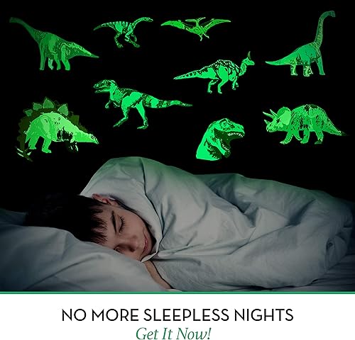 Dinosaur Room Decor,Glow in The Dark Dinosaur Wall Decals for Boys Bedroom, Kids Wall Stickers,Birthday Christmas Gift for Toddler. Dino Wall Decals for Nursery Room,Dinosaur Toys - Jamouz