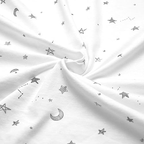 TL Care 2 Pack Fitted Pack N Play Playard Sheet 27' x 39', Soft Breathable Neutral 100% Cotton Jersey Pack and Play Sheet, Gray Star/Gray Zigzag, for Boys and Girls, Fits Most Mini Crib - Jamouz
