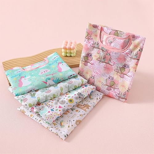 Long Sleeved Bibs, Pack of 5,Lightweight Waterproof Shirt Bibs for Baby Toddler 6-30 Months - Jamouz
