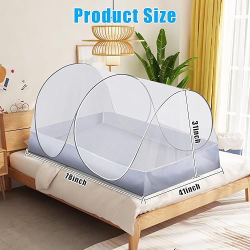 Extra Large Pop Up Mosquito Tent, Portable Foldable Mosquito Net for Bed Camping Travel Patio (78 * 41 * 31inch) - Jamouz