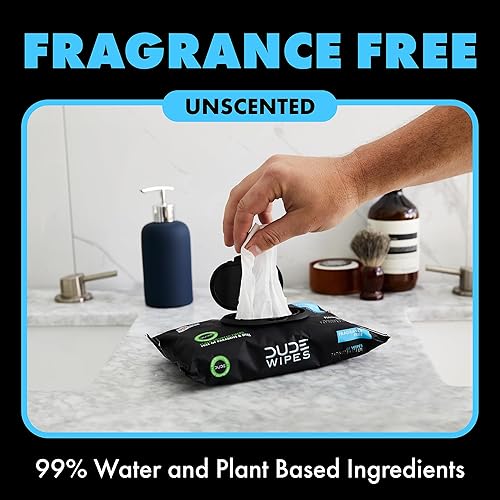 DUDE Baby Wipes - Flushable Baby Wipes Unscented - (6 Pack) 288 Wipes - Extra Large Wet Wipes Flushable - Vitamin-E & Aloe - Septic and Sewer Safe - Jamouz