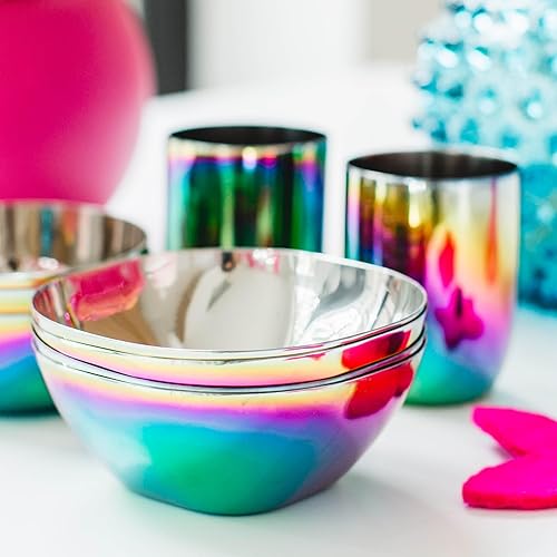 Ahimsa Stainless Steel Bowls for Kids - Pediatrician Designed, 12oz Toddler Bowl, Non Toxic Stainless Steel Snack Bowls Set, Non Plastic Kids Bowl, Dishwasher Safe (Set of 4 Classic) - Jamouz