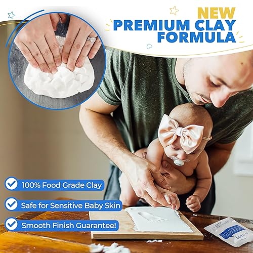 Bubzi Co Baby Footprint Kit, Baby Foot and Hand Print Kit, Baby Keepsake Frame, Nursery Pictures Frames, Hand Print Mold Kit, New Mom Gifts, Baby Newborn Essentials Must Haves, Baby Shower Gifts - Jamouz