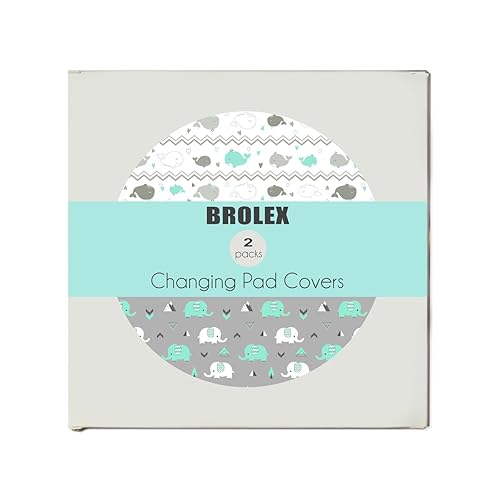 Stretchy Changing Pad Covers for Boys Girls,2 Pack Jersey Knit,Elephant & Whale - Jamouz