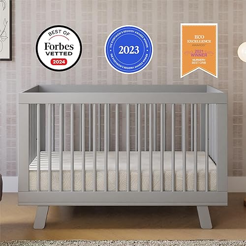 babyletto Hudson 3-in-1 Convertible Baby Crib with Toddler Bed & Daybed Conversion - Easy to Assemble - GREENGUARD Gold Certified w/ 4 Adjustable Mattress Heights - Natural - Jamouz