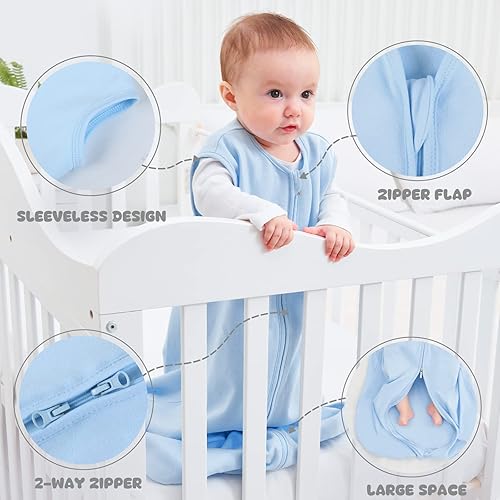 Yoofoss Baby Sleep Sack 6-12 Months Wearable Blanket for Babies 100% Cotton 2-Way Zipper TOG 0.5 Toddler Sleeping Sack 3 Pack, Soft Lightweight Sleep Sacks - Jamouz