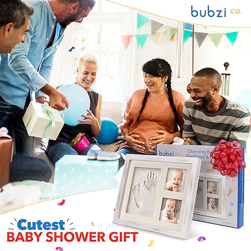 Bubzi Co Baby Footprint Kit, Baby Foot and Hand Print Kit, Baby Keepsake Frame, Nursery Pictures Frames, Hand Print Mold Kit, New Mom Gifts, Baby Newborn Essentials Must Haves, Baby Shower Gifts - Jamouz
