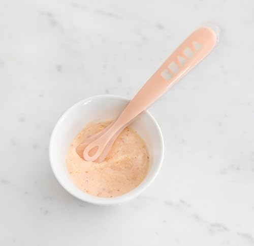 BEABA Baby's First Foods Spoon Set, Original Silicone Baby Spoons, Baby Essentials, Baby Spoons, Pack of 4 Baby Gift Set, BPA Lead & Phthalate Free, Rain - Jamouz