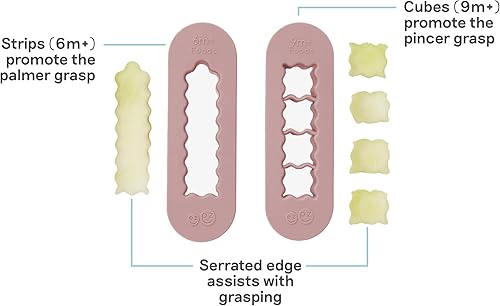 ezpz Baby Led Weaning Food Cutters | 2 Pack | For Ages 6 Months to 9 Months + (Pewter) - Jamouz
