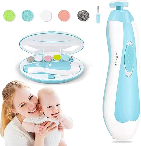 Baby Nail Trimmer Electric, Baby Nail Clippers, Baby Grooming Kit Manicure Set, Nail File Baby Essentials Must Haves (Blue 6 in 1) - Jamouz