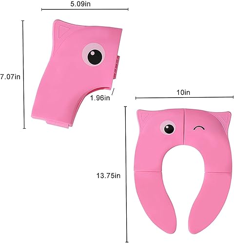 Toilet Potty Training Seat Cover, Travel Toilet Seat, Folding Non Slip Silicone Pads, Travel Portable Reusable Kids Toddlers Boys Girls, Carry Bag (Green - Frog) - Jamouz