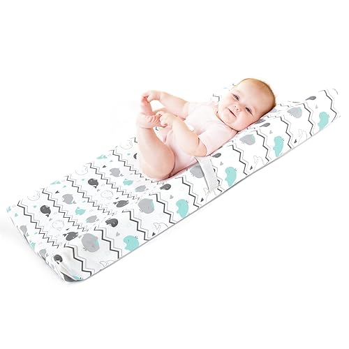 Stretchy Changing Pad Covers for Boys Girls,2 Pack Jersey Knit,Elephant & Whale - Jamouz
