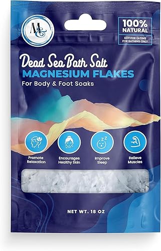 Dead Sea Magnesium Chloride Flakes – 18oz Travel Bag Dead Sea Magnesium Chloride Flakes Bath, Spa, Shower –More Minerals Then Epsom-Pure and Natural Bath Salt for Foot Soak - Jamouz