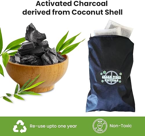 Green Piece® 12 Pack - Overstuffed - All-Natural Baby Diaper Pail Deodorizer | Activated Charcoal Air Purifier Compatible with Diaper Pails, Shoe Closets, Trash Cans, Pets - Made in The USA - Jamouz