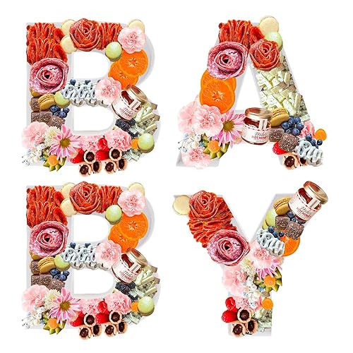 12' Large Fillable Baby Cardboard Letters for Baby Shower Gender Reveal, Sweet Serving Tray, Charcuterie Party Decorative Box, Food Cupcake Display Paper Mache (Blue) - Jamouz