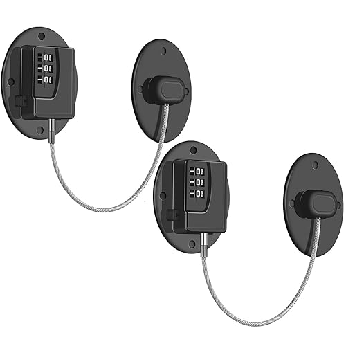 2 Pack Refrigerator Lock - Heavy Duty Combination Fridge Lock, Child Proof Cabinet Locks(Black) - Jamouz