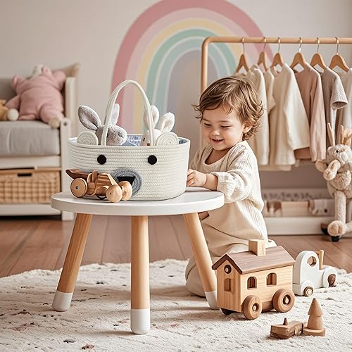 DECOMOMO Diaper Caddy Organizer, Nappy Caddy, Woven Baby Basket (Spiral Beige & White, Large) - Jamouz