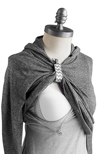 Hands-Free Nursing Clip - Holds up Clothing to Make Breastfeeding and Pumping Easier, an Ideal Nursing Cover Accessory, Gray Chevron Pattern - Jamouz