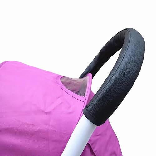 MINILUJIA Baby Stroller Armrest Bumper Handlebar Sleeve Cover Universal Handle Cover DustProof Protect PU Leather Case with Removable Zipper Black - Jamouz
