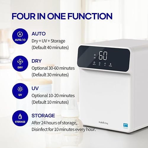 HubiBaby 4-in-1 UVC Cleaner and Dryer for Baby Bottles Multifunctional Smart Control with Bluetooth APP - Jamouz