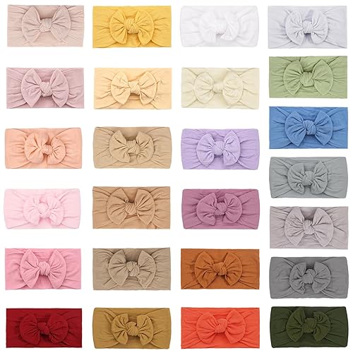 25PCS Baby Nylon Headbands Soft Hairbands Hair Bow Elastics for Baby Girls Newborn Infant Toddlers Kids - Jamouz