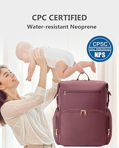 CEI-CEI Neoprene Diaper Bag Backpack with Changing Pad, Large Newborn Baby Maternity Bags Travel Tote with Insulated Pockets (Black) - Jamouz