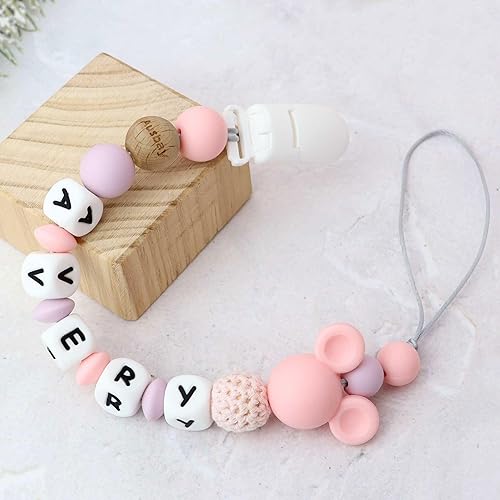 Personalized Christening Chain with Name, Custom Christmas Easter Birthday Leash Gift (Pink) - Jamouz