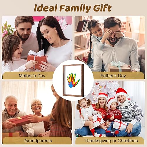 Family Handprint Kit, DIY Craft Keepsake Frame, Baby Hand Print Kits, Family Gifts for New Mom, New Parents, Grandparents, Father's Day, Mother's Day, Anniversary, 6 Non -Toxic Paints (White) - Jamouz