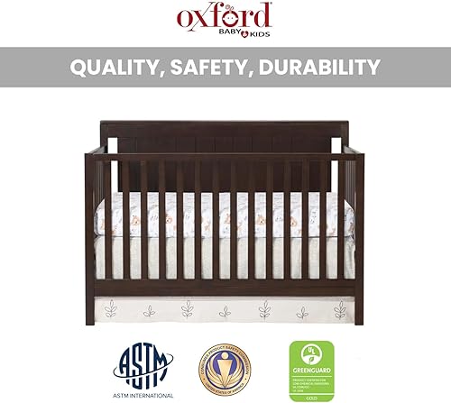 Oxford Baby Lazio 4-in-1 Convertible Crib, Dove Gray, GreenGuard Gold Certified - Jamouz